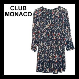 CLUB MONACO 100% silk crop sleeves sheer tunic dress